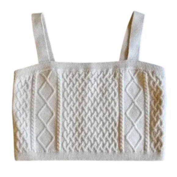 H&M Tops - H&M Cable Knit Crop Top Camisole Sweater L Cream Ivory